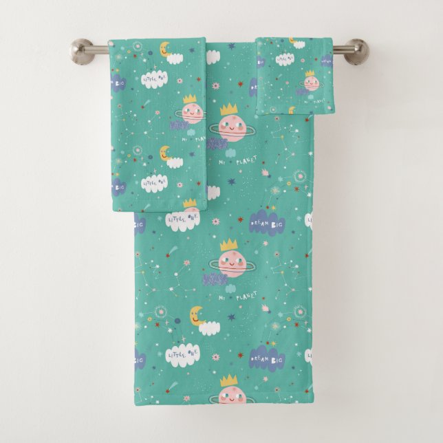 My Planet Dream Big Little One Pattern Bath Towel Set (Insitu)