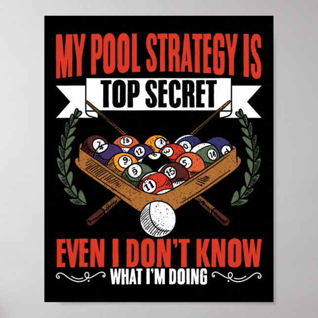 My Pool Strategy Snooker Game Pool Players Billiar Poster (Front)