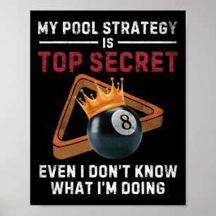 My Pool Strategy Vintage Pool Player Funny Billiar Poster