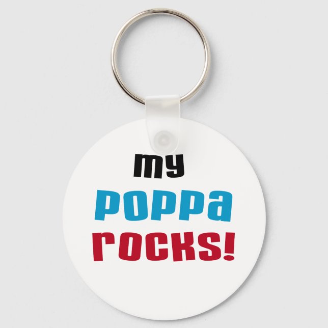 My Poppa Rocks Tshirts and Gifts Key Ring (Front)