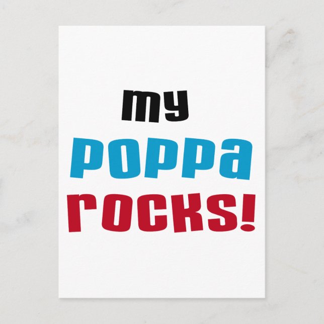 My Poppa Rocks Tshirts and Gifts Postcard (Front)