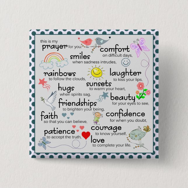 My Prayer For You 15 Cm Square Badge (Front)