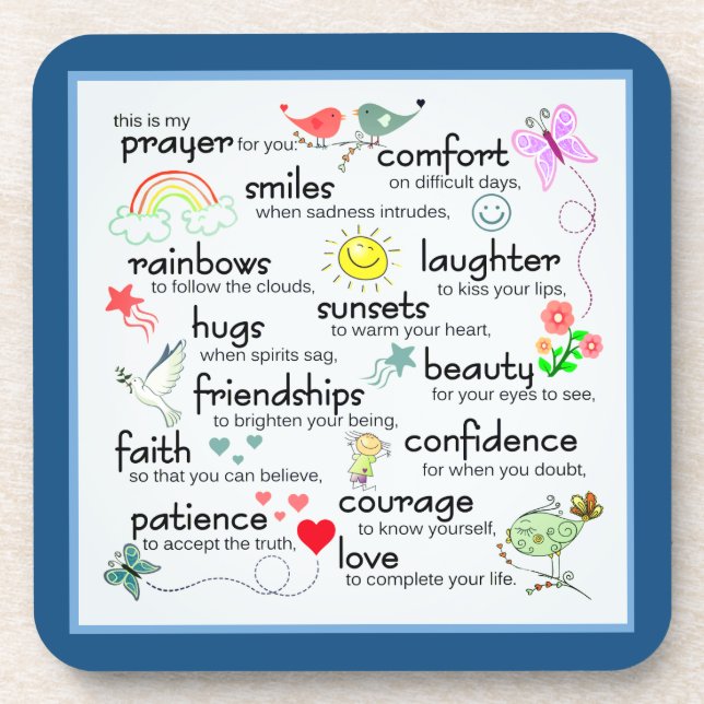 My Prayer For You | Classic Blue Coaster (Front)
