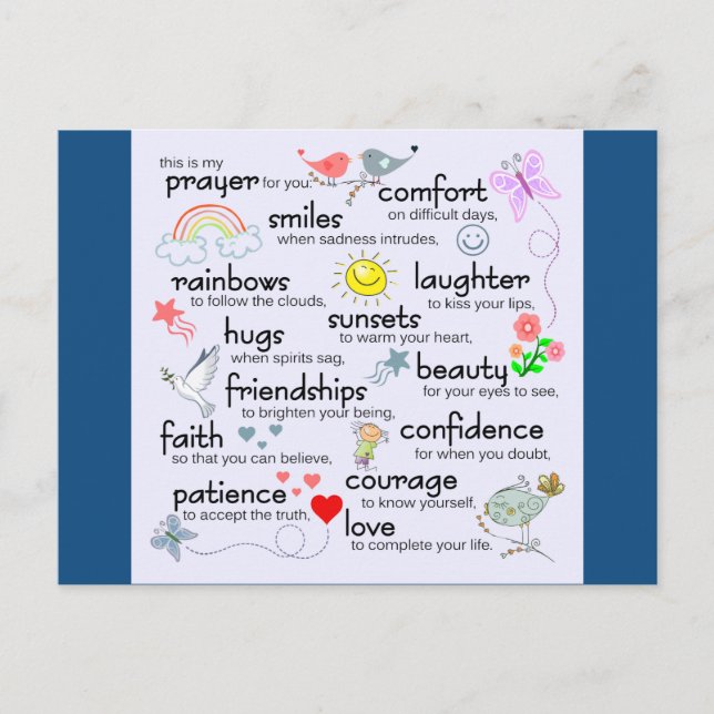 My Prayer For You | Classic Blue Postcard (Front)