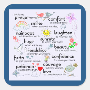 My Prayer For You   Classic Blue Square Sticker