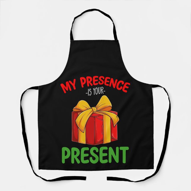 My Presence Is Your Present Family Christmas Apron (Front)