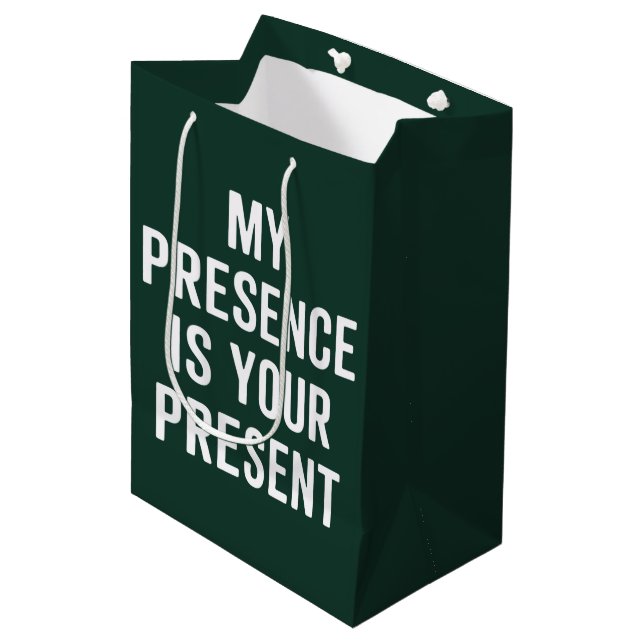 My Presence Is Your Present Xmas Funny Sarcastic Medium Gift Bag (Front Angled)
