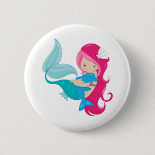 My Pretty Mermaid and Dolphin 6 Cm Round Badge