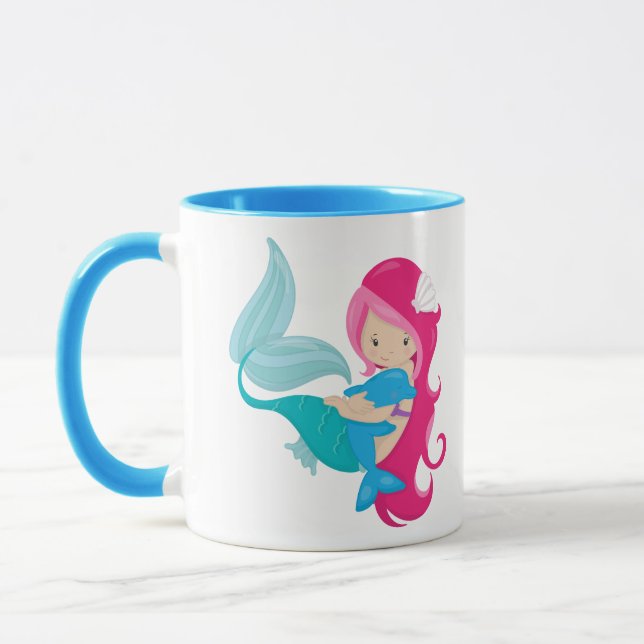 My Pretty Mermaid and Dolphin Mug (Left)