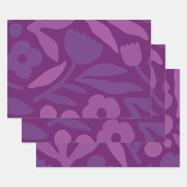 My Princess Loves Purple Happy Huge Flowers Wrapping Paper Sheet (Set)