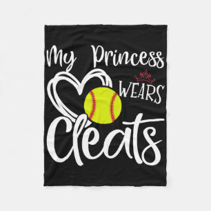 My Princess Wears Cleats Softbyll Player Girls Sof Fleece Blanket