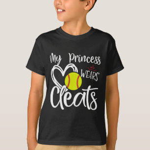 My Princess Wears Cleats Softbyll Player Girls Sof T-Shirt