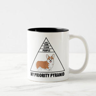 My Priority Pyramid Corgi Two-Tone Coffee Mug
