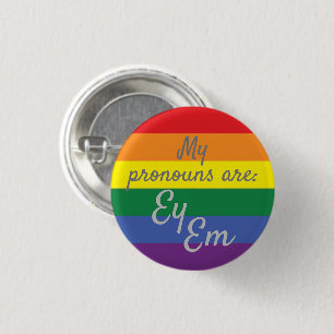 My pronouns are: Ey Em - Rainbow Flag 3 Cm Round Badge
