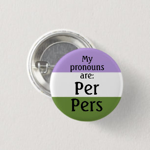 My pronouns are: Per Pers - genderqueer flag 3 Cm Round Badge