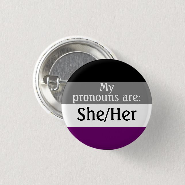 My pronouns are: She/Her - asexual/ace flag 3 Cm Round Badge (Front & Back)
