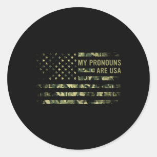 My Pronouns Are Usa 4Th Of July American Flag Classic Round Sticker