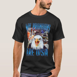 My Pronouns Are USA Eagle Funny 4th of July Americ T-Shirt