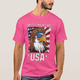 My Pronouns Are USA Eagle Funny 4th of July Americ T-Shirt