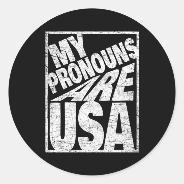 My Pronouns Are Usa For All American Families Classic Round Sticker (Front)