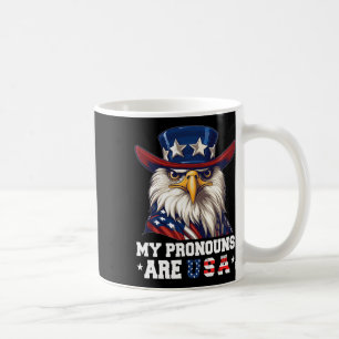 My Pronouns Are Usa Funny Eagle 4 July American  Coffee Mug