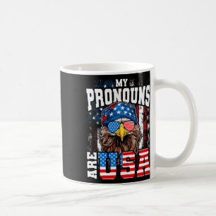My Pronouns Are Usa Patriotic Eagle Funny 4th Of J Coffee Mug