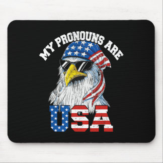 My Pronouns Are Usa Patriotic Eagle Funny 4th Of J Mouse Mat