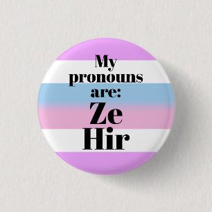 My pronouns are: Ze Hir - bigender flag 3 Cm Round Badge