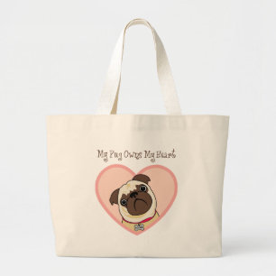 My Pug Owns My Heart Tote Bags