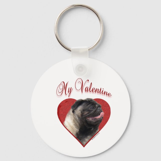 My Pug Valentine Key Ring (Front)