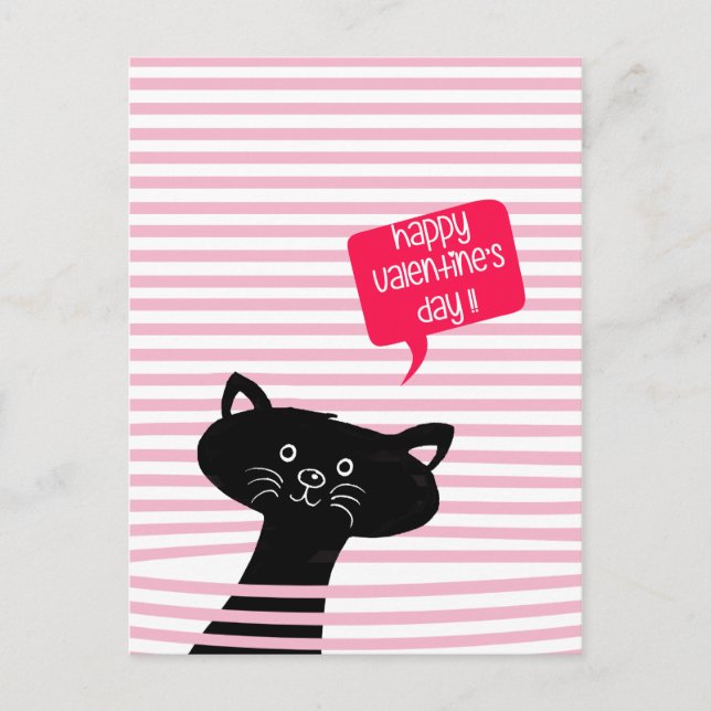 My Purr-fect Friend! Cute Cat Classroom Valentine  Postcard (Front)