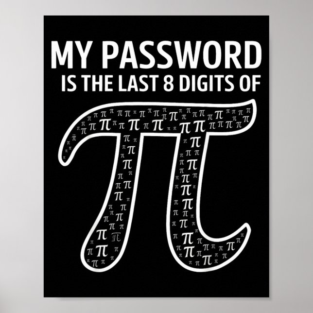 My Pword Is The Last 8 Digits Of Pi Funny Math Tea Poster (Front)