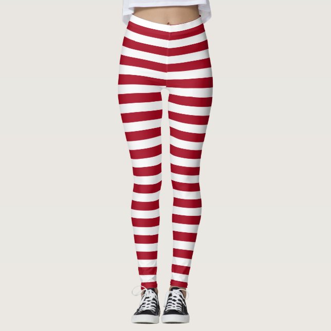 My Ragdoll ~ Red & White Stripes Leggings (Front)