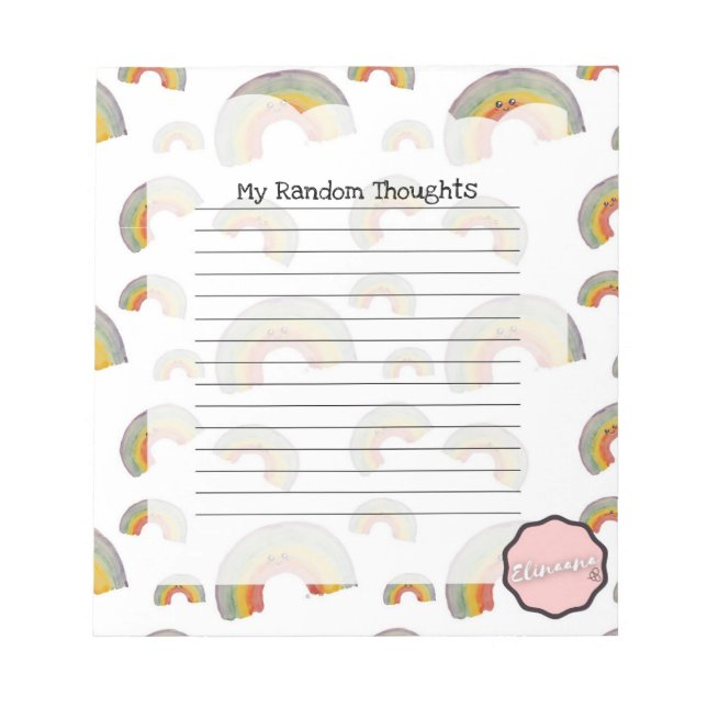 My Random Thoughts, Customisable Kawaii Rainbow Notepad (Front)