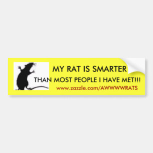 MY RAT IS SMARTER, THAN MOST PEOPLE ... BUMPER STICKER