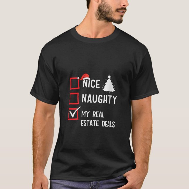 My Real Estate Deals Nice Naughty Christmas V Neck T-Shirt (Front)