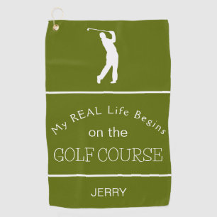 My Real Life Begins on the Golf Course Deep Lime Towel