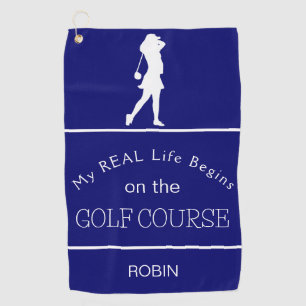 My Real Life Begins on the Golf Course Purple Towel