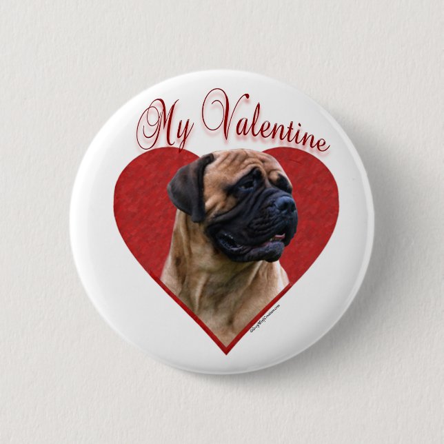 My Red Bullmastiff Valentine 6 Cm Round Badge (Front)
