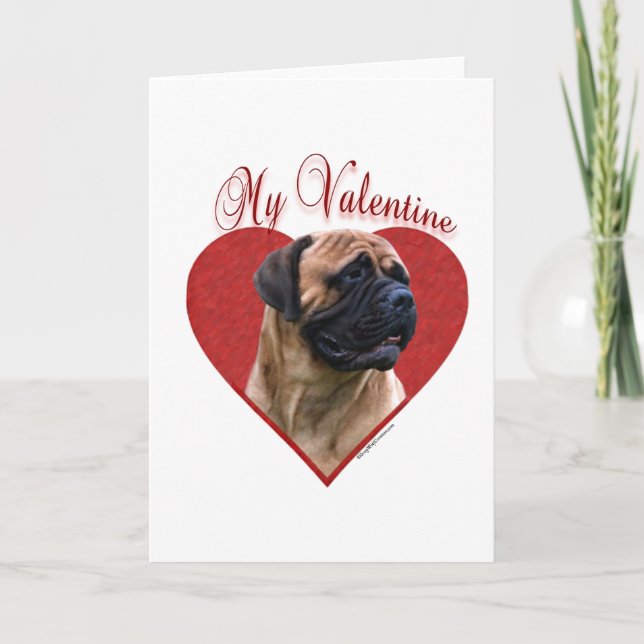 My Red Bullmastiff Valentine Holiday Card (Front)