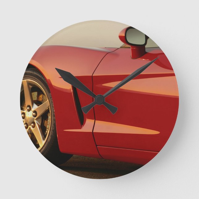 My Red Corvette Round Clock (Front)