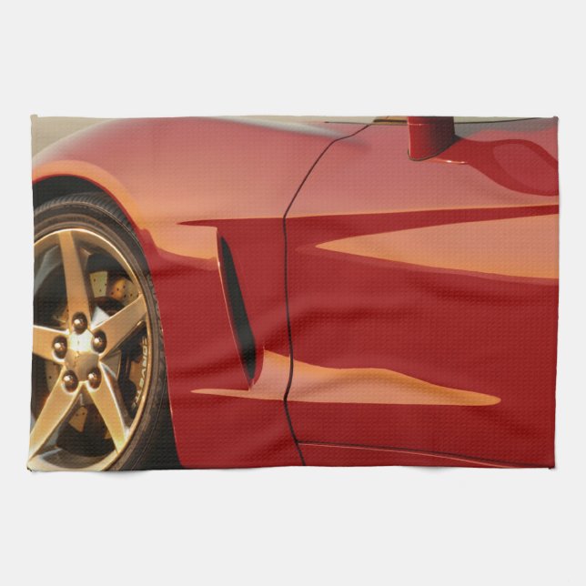 My Red Corvette Tea Towel (Horizontal)