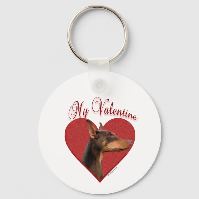 My Red Doberman Valentine Key Ring (Front)