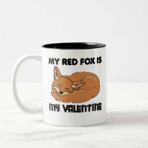 My Red Fox Is My Valentine Two-Tone Coffee Mug