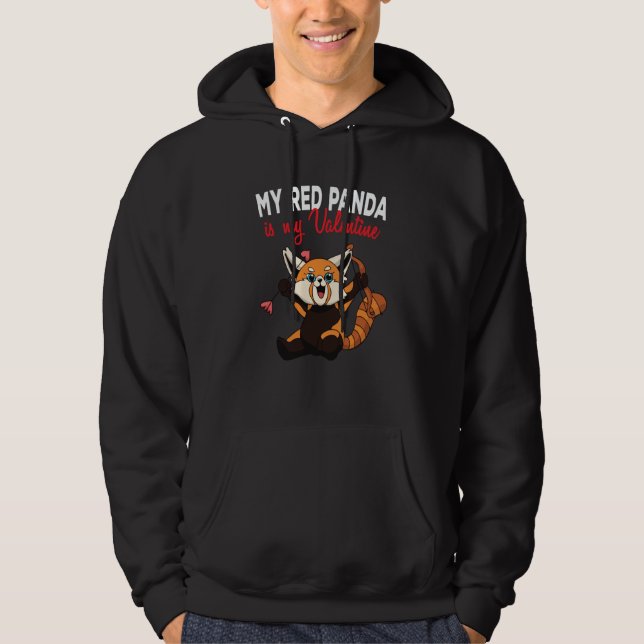 My Red Panda Is My Valentine Panda Bear Cupid Vale Hoodie (Front)