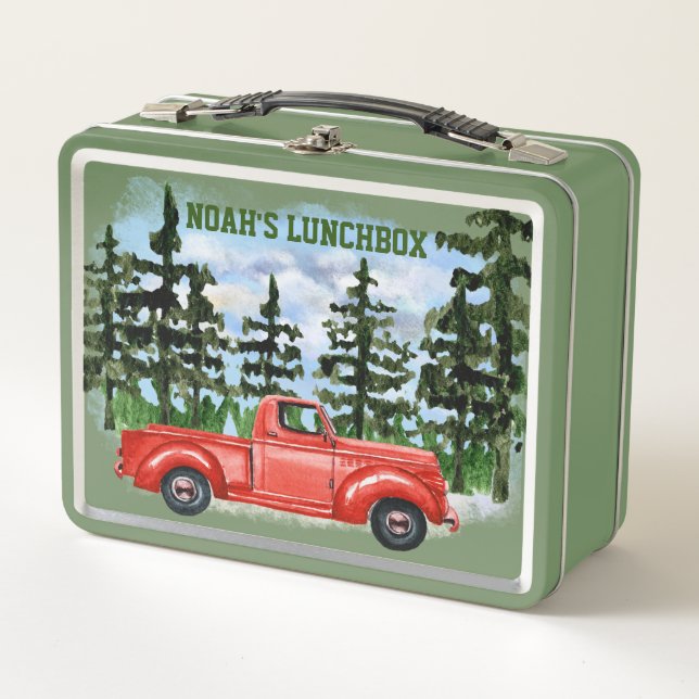 My Red Pick Up Truck Metal Lunchbox (Front)