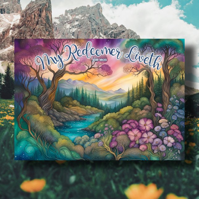 My Redeemer Liveth Woodland Forest Christian  Holiday Card (Creator Uploaded)