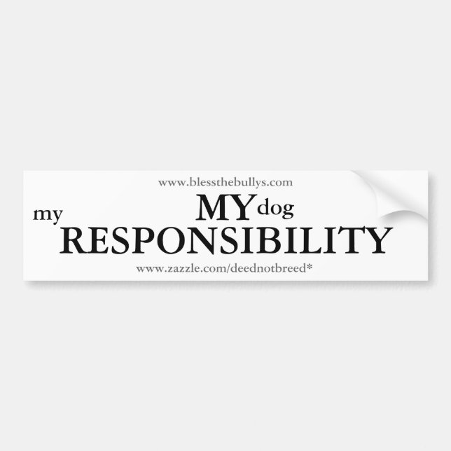 My Responsibility - White Bumper Sticker (Front)