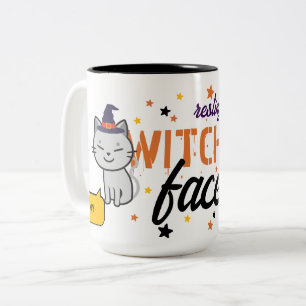 My Resting Witch Face Is Cute   Stars, Cat, Witchy Two-Tone Coffee Mug