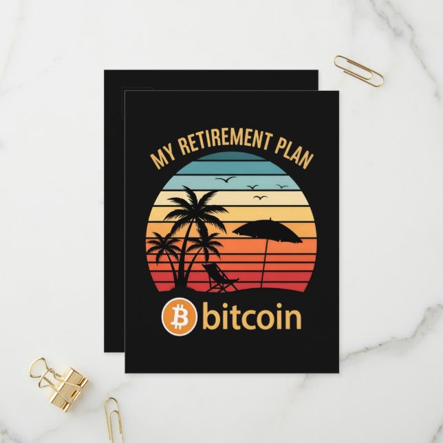 My Retirement Plan Bitcoin Beach Sunset Invitation Postcard (Front/Back In Situ)